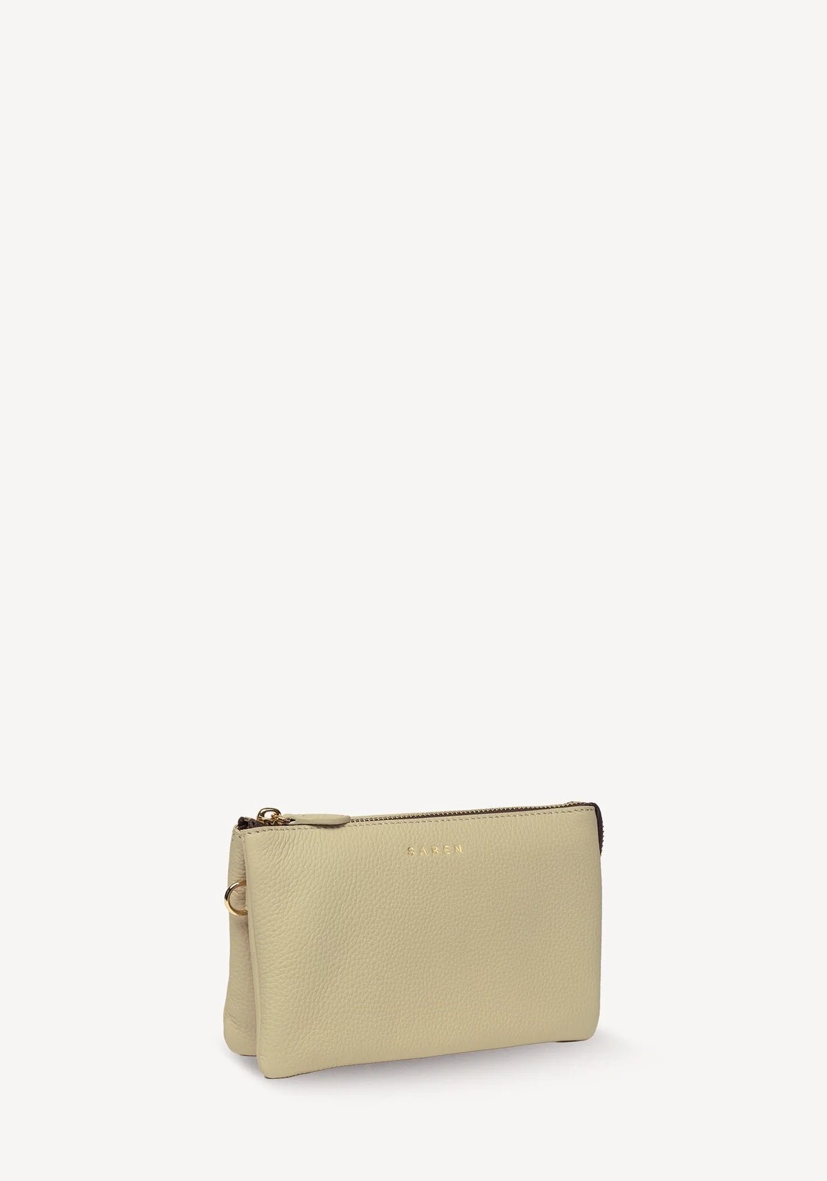 SABEN Tilly Crossbody - Oyster small beige leather wristlet pouch