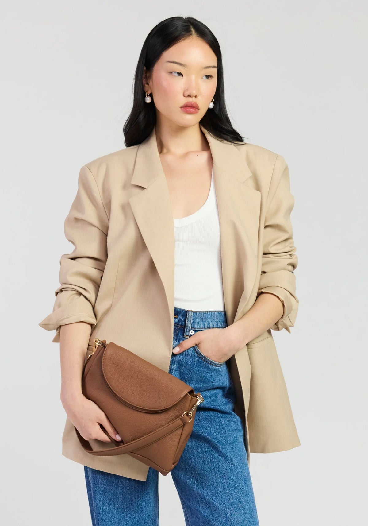SABEN Beckett Crossbody - Tan Luxe Leather Bag