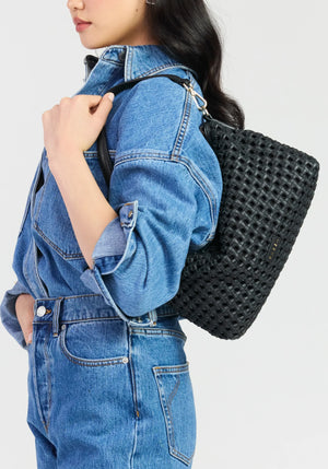 SABEN SS26 Claudia Shoulder Bag - Black Braid Leather