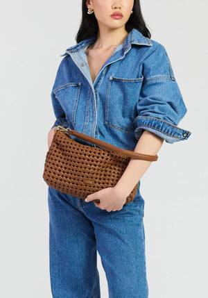SABEN Claudia Shoulder Bag - Tan Braid leather Bag