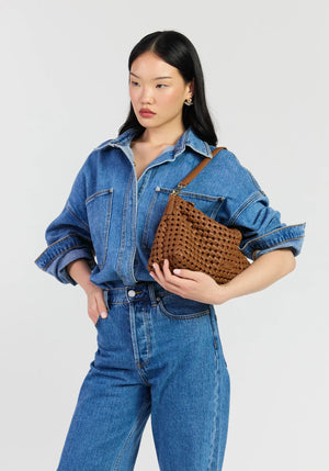 SABEN Claudia Shoulder Bag - Tan Braid leather Bag