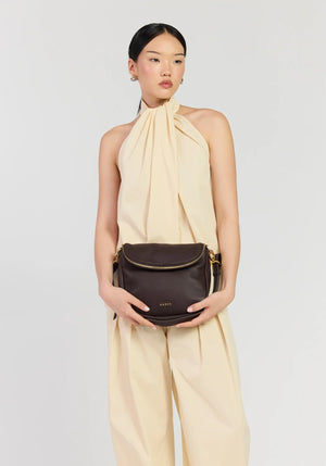 SABEN SS26 Fifi Crossbody - Cacao dark brown leather crossbody bag