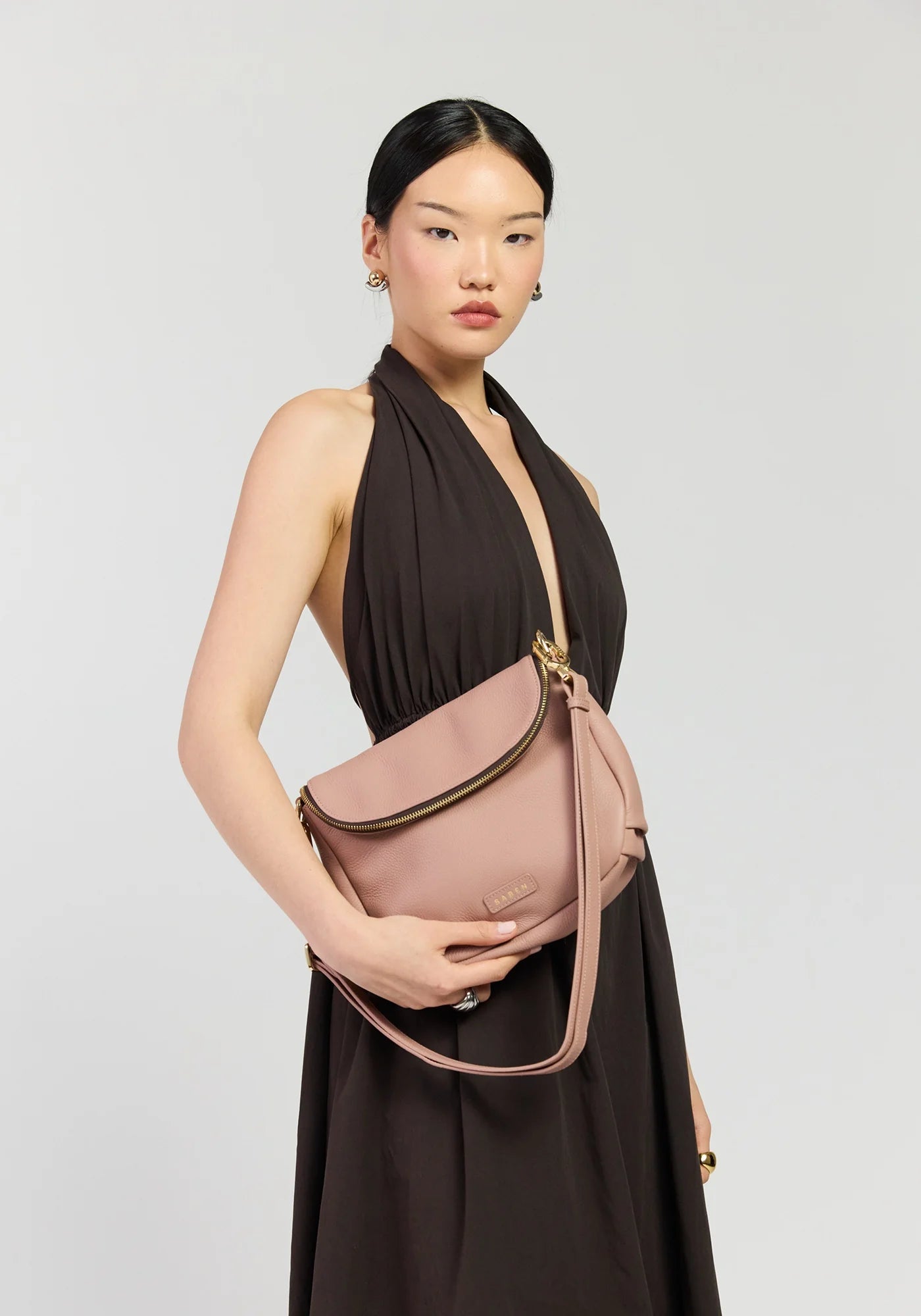 SABEN SS26 Fifi Crossbody - Rosewater dusty pink leather crossbody bag