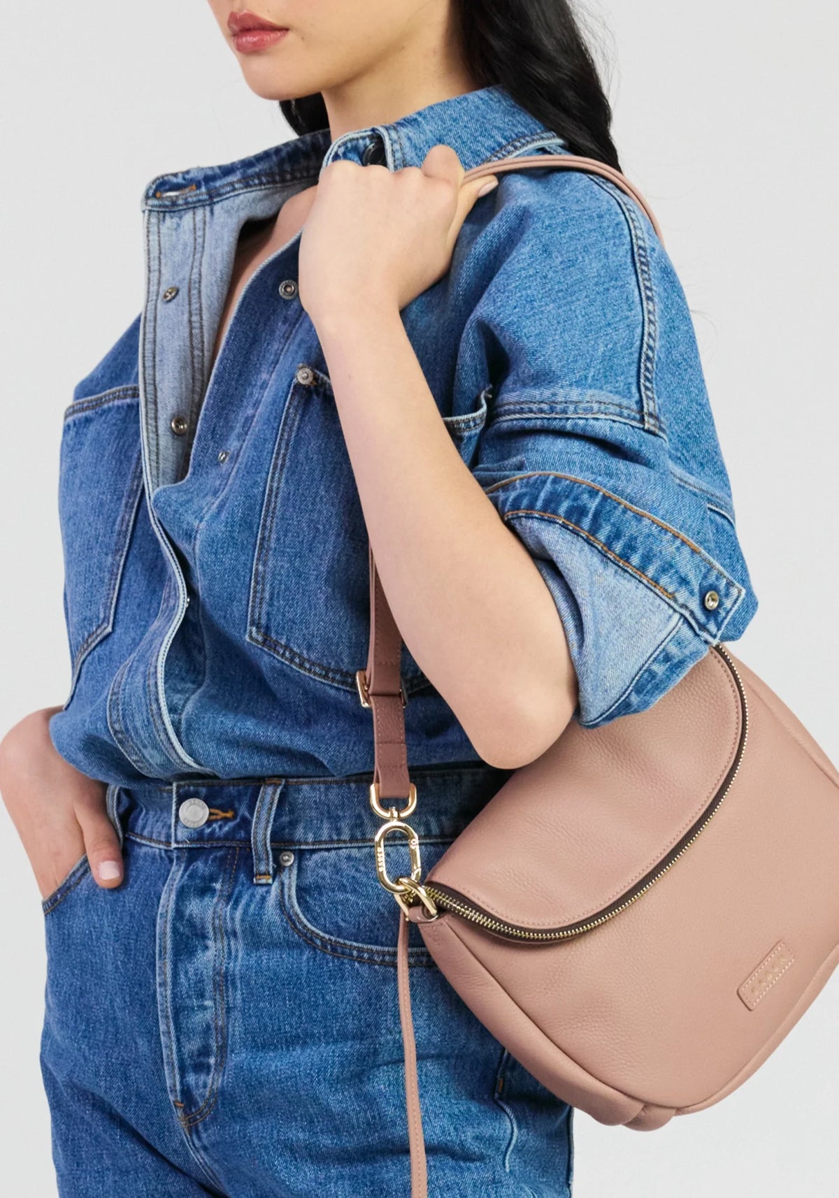 SABEN SS26 Fifi Crossbody - Rosewater dusty pink leather crossbody bag