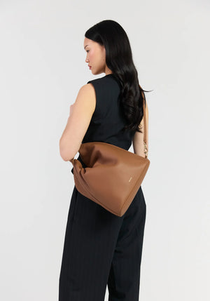 SABEN June Shoulder Bag - Tan Luxe brown leather slouchy shoulder bag