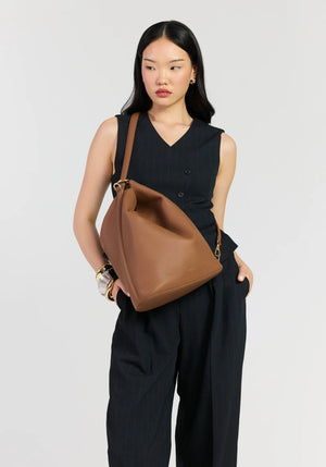 SABEN June Shoulder Bag - Tan Luxe brown leather slouchy shoulder bag