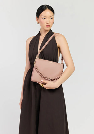 SABEN Matilda Crossbody - Rosewater + Tonal Chain dusty pink leather crossbody bag
