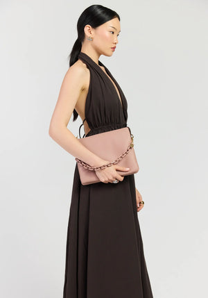 SABEN Matilda Crossbody - Rosewater + Tonal Chain dusty pink leather crossbody bag