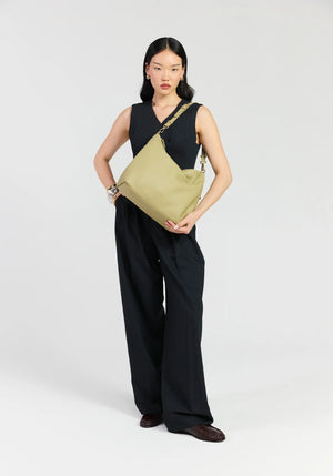 SABEN SS26 Miki Shoulder Bag - Willow Luxe olive green slouchy shoulder bag