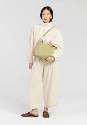 SABEN SS26 Miki Shoulder Bag - Willow Luxe olive green slouchy shoulder bag
