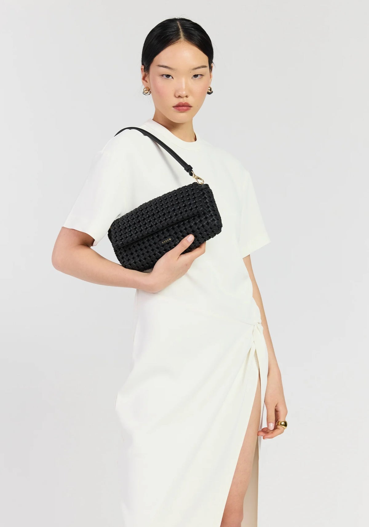 SABEN SS26 Milla Shoulder Bag - Black Fine Braid woven leather
