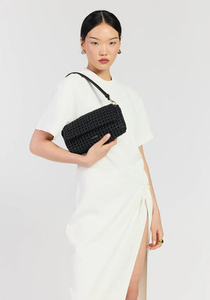 SABEN SS26 Milla Shoulder Bag - Black Fine Braid woven leather