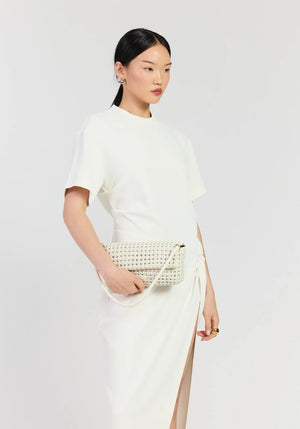 Saben SS26 Milla Shoulder Bag - Quartz Fine Braid leather