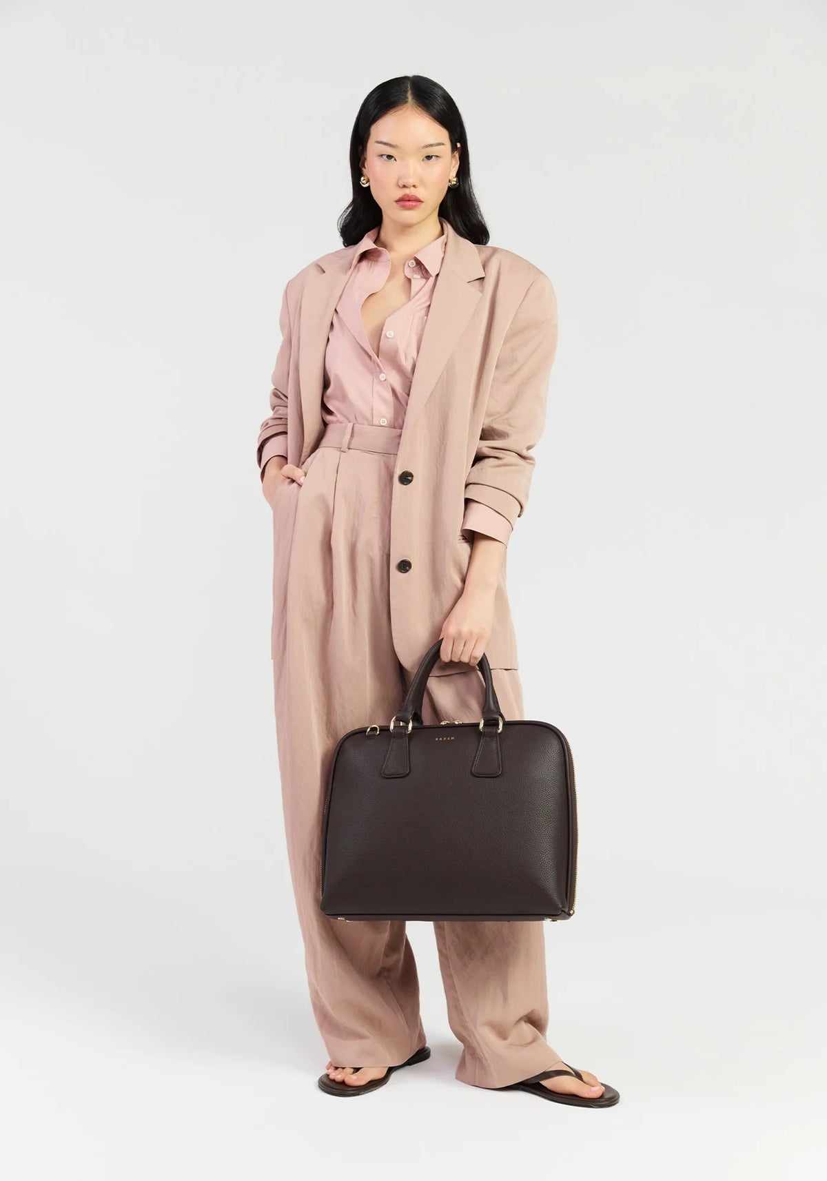 SABEN Parker Briefcase - Cacao Leather Work Bag