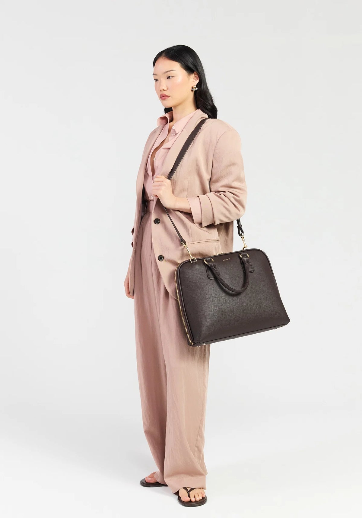 SABEN Parker Briefcase - Cacao Leather Work Bag