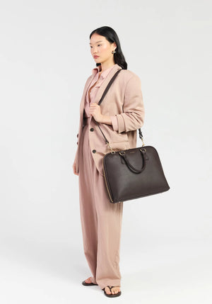 SABEN Parker Briefcase - Cacao Leather Work Bag