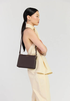 SABEN SS26 Tilly's Big Sis Crossbody - Cacao dark Brown leather clutch bag