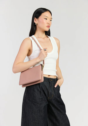 SABEN SS26 Tilly's Big Sis Crossbody - Rosewater dusty pink leather crossbody clutch bag