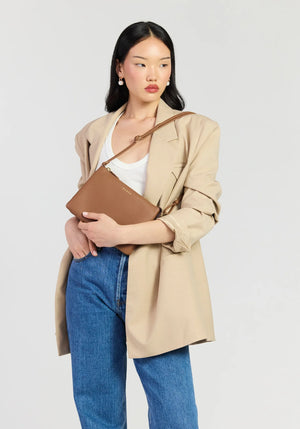 SABEN Tilly's Big Sis Crossbody - Tan small brown pebbled leather crossbody pouch