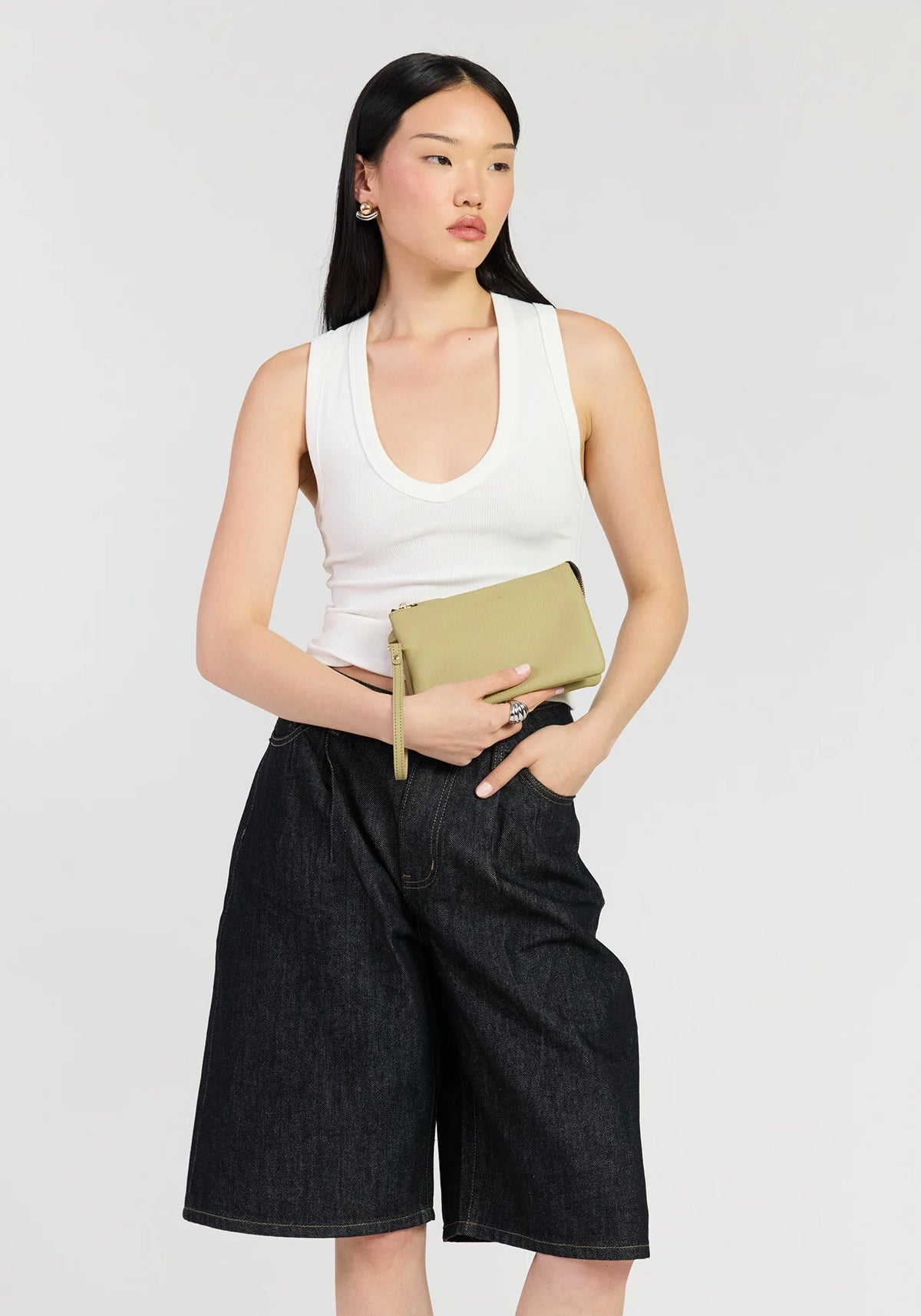 SABEN SS26 Tilly Crossbody - Willow small beige leather wristlet pouch Bag