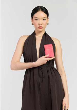 SABEN Winona Card Holder - Azalea pink leather wallet