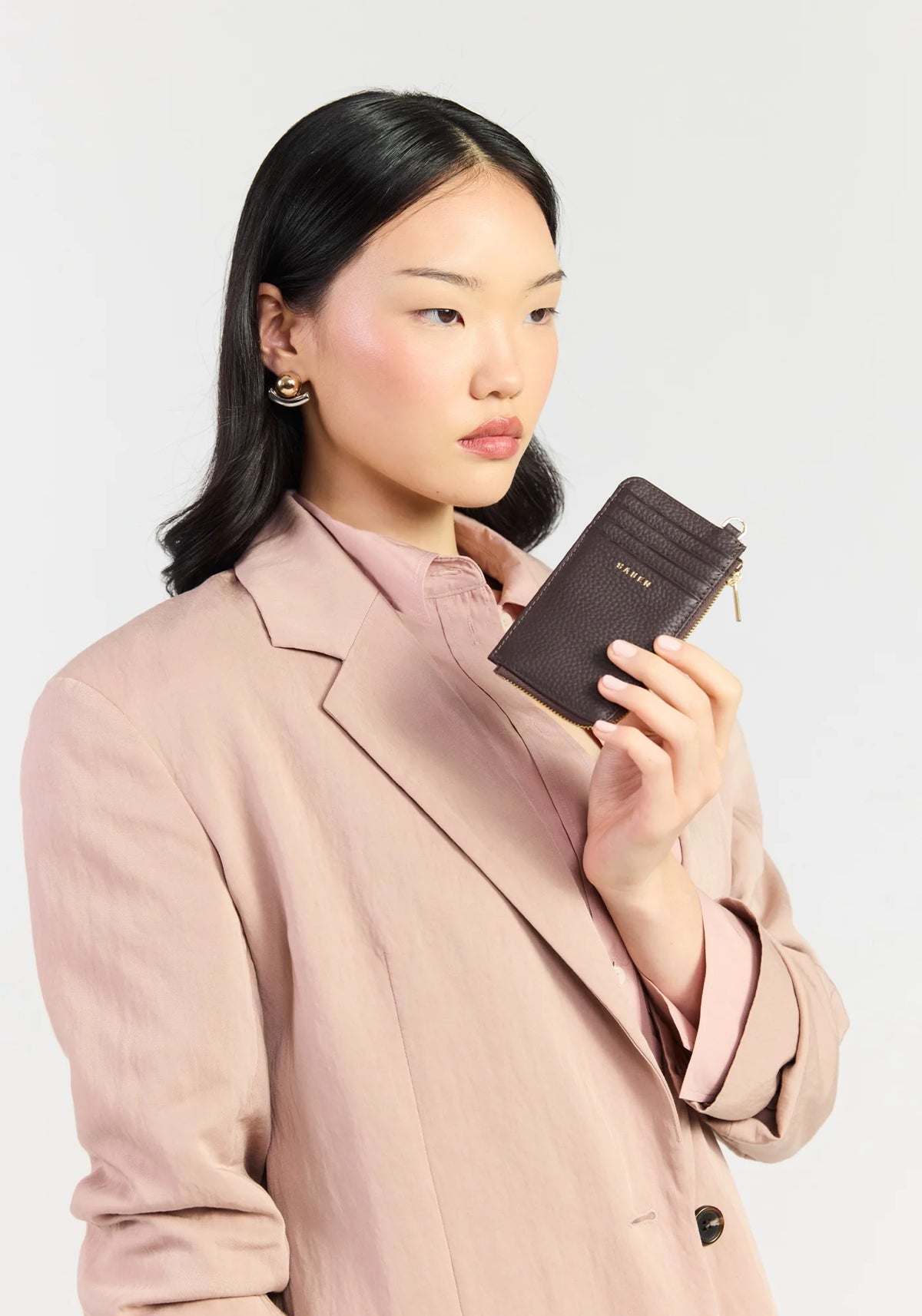 SABEN SS26 Winona Card Holder Cacao dark brown leather wallet