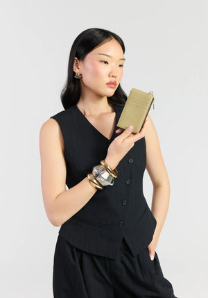 SABEN SS26 Winona Card Holder - Willow beige leather wallet