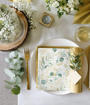 Paper Napkins Lunch - Golden Eucalyptus