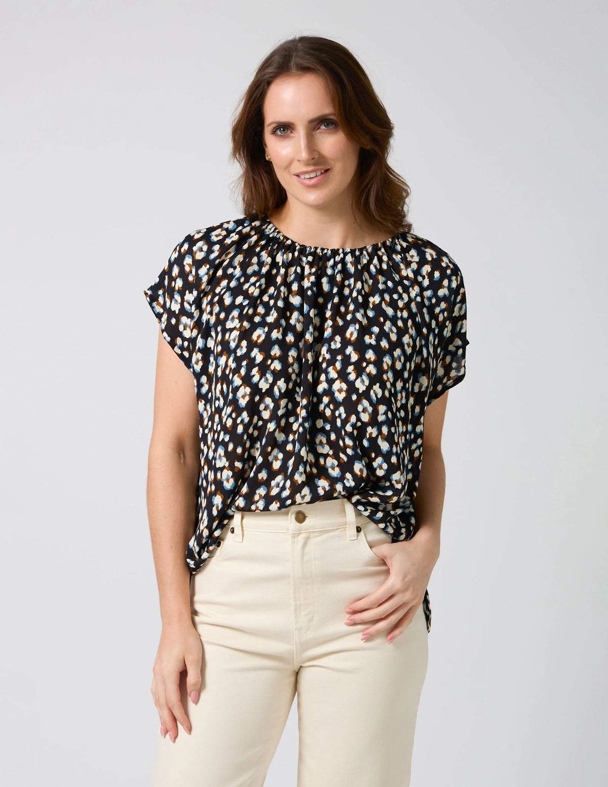 Stella + Gemma Clio Blouse - Navy Leopard