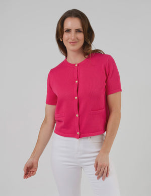 Stella+Gemma Rue Cardi - Barbie pink short-sleeve cardigan
