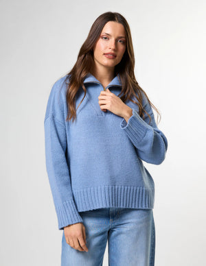 Stella+Gemma Cory Zip Knit - Glacier Blue Jumper