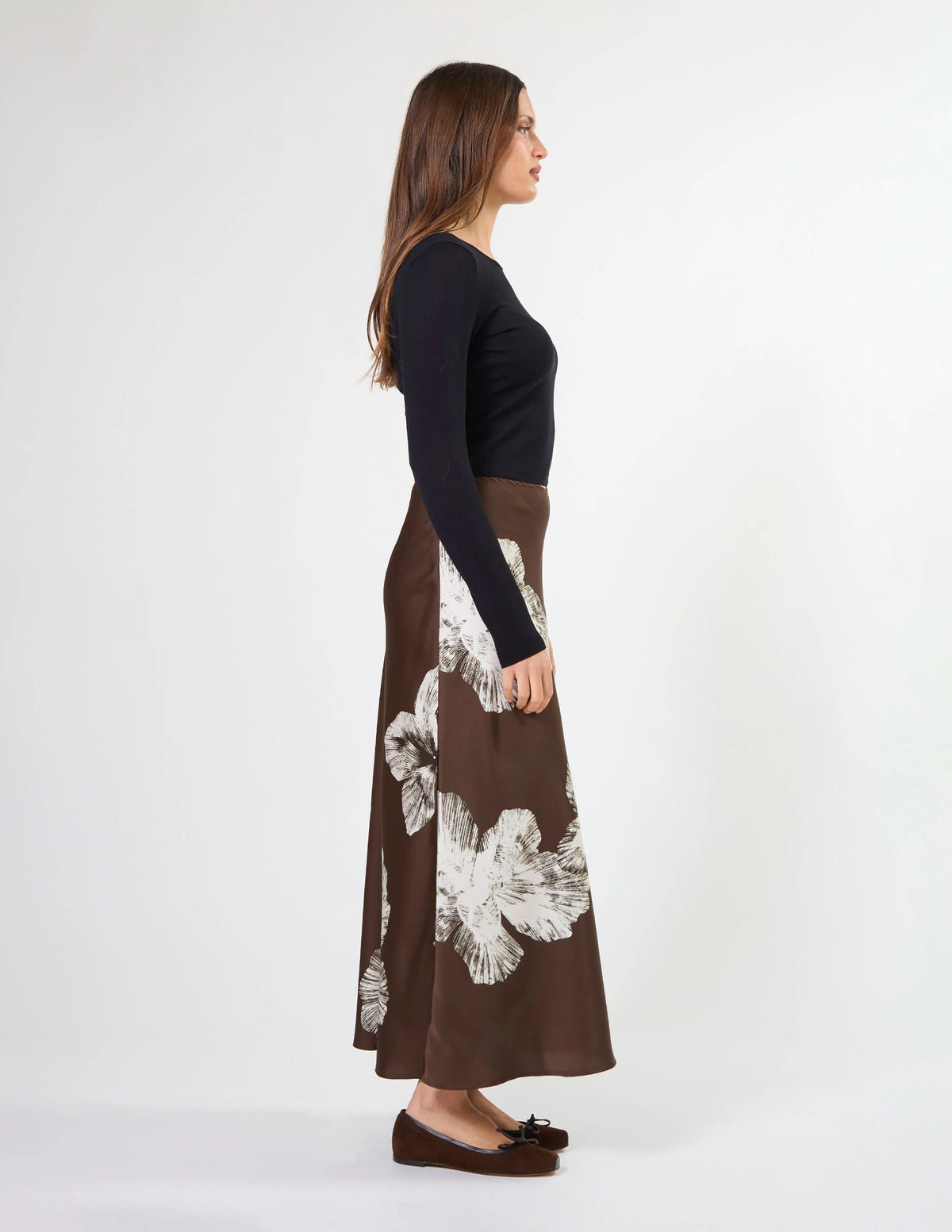 Stella+Gemma Callista Skirt - Cocoa Blooms Brown skirt with floral pattern