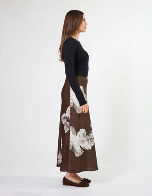 Stella+Gemma Callista Skirt - Cocoa Blooms Brown skirt with floral pattern
