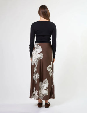 Stella+Gemma Callista Skirt - Cocoa Blooms Brown skirt with floral pattern