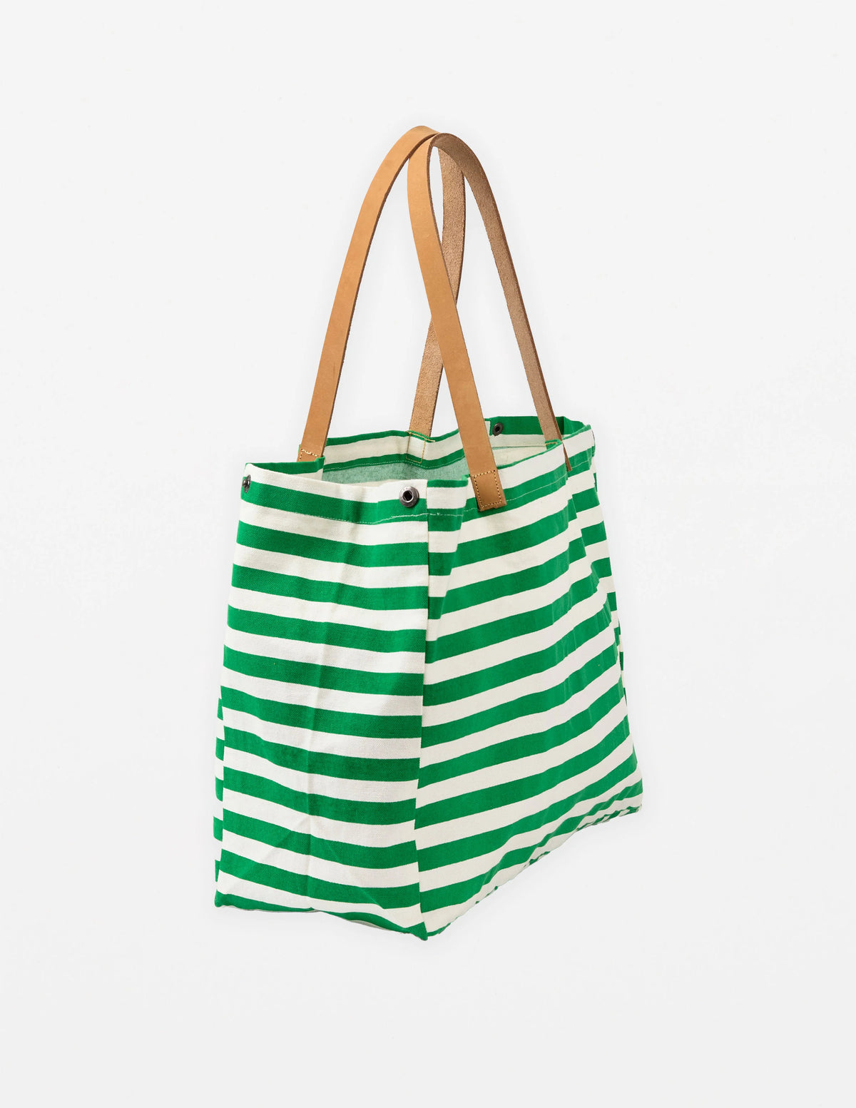 Stella+Gemma Shopper Green and white striped tote bag