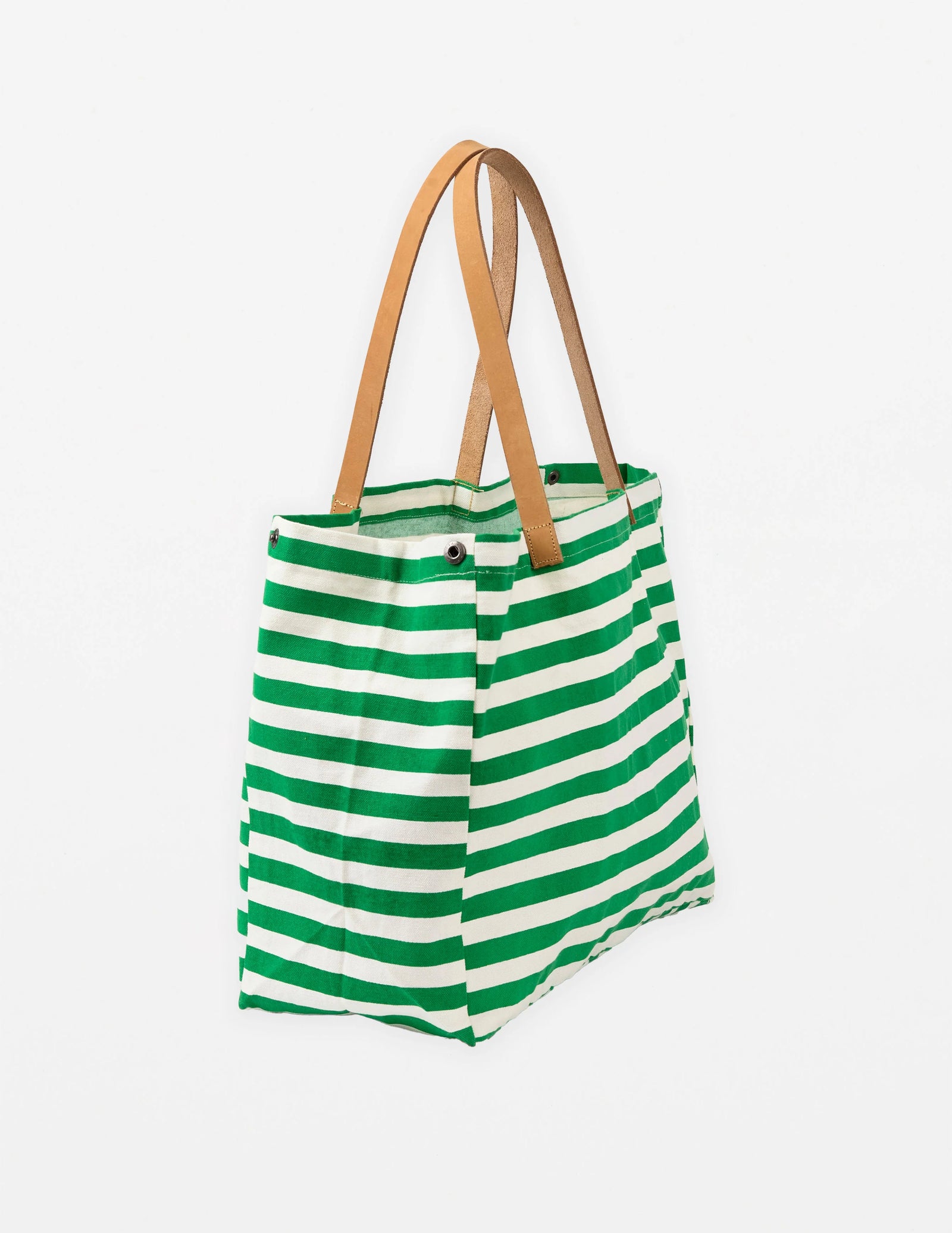 Stella+Gemma Shopper Green and white striped tote bag