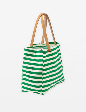 Stella+Gemma Shopper Green and white striped tote bag