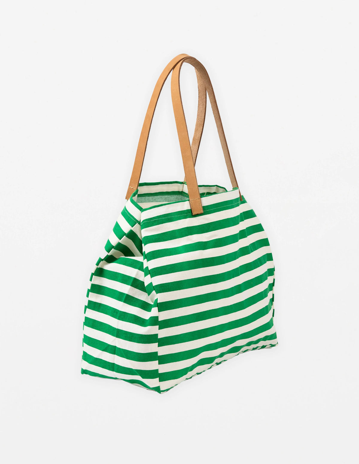 Stella+Gemma Shopper Green and white striped tote bag
