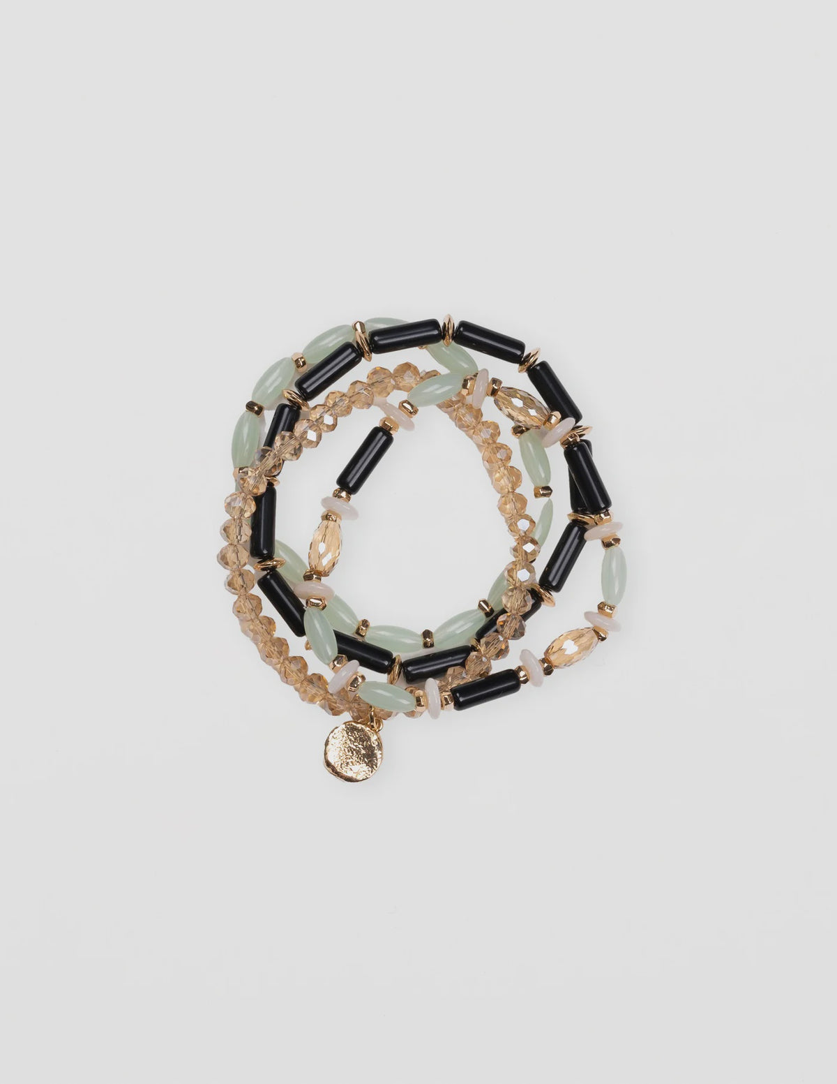 Bracelet Set of 4 Multi Beads Green Pastel