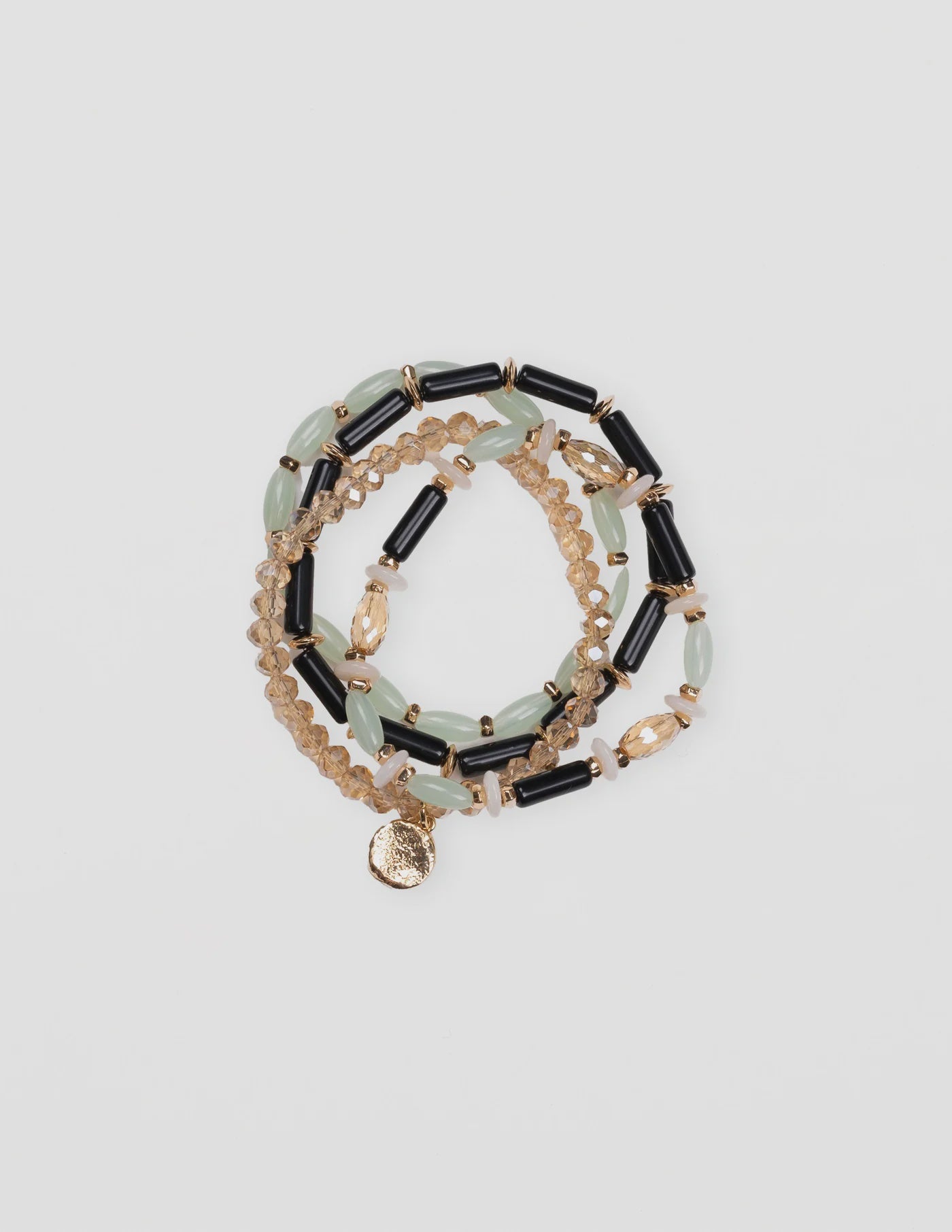 Bracelet Set of 4 Multi Beads Green Pastel