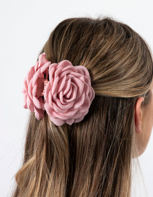 Stella + Gemma Blush Fabric Rose Hair Claw