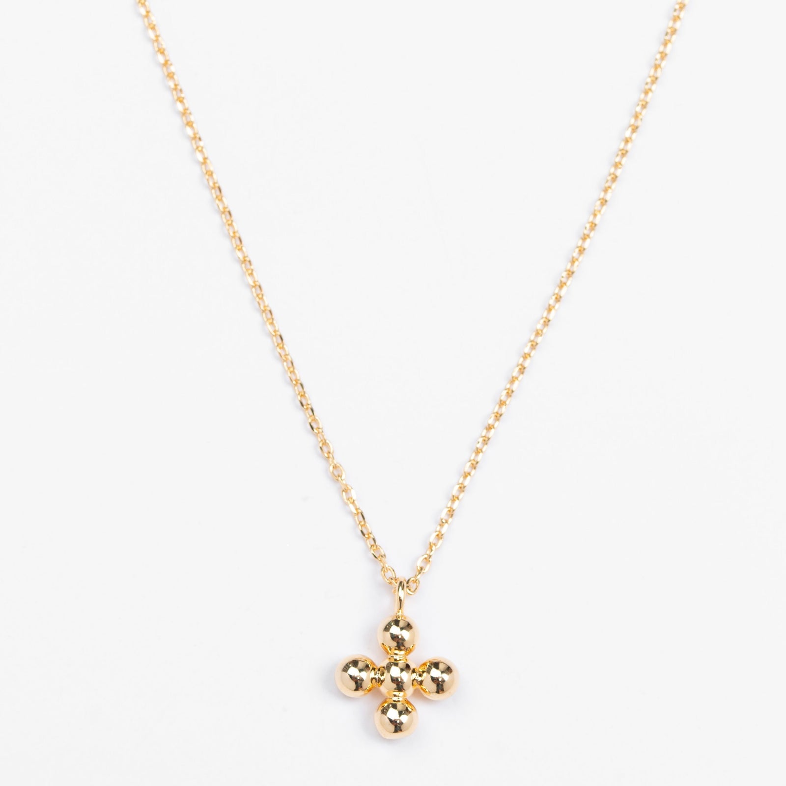 Gold Ball & Cross Necklace - Stella + Gemma