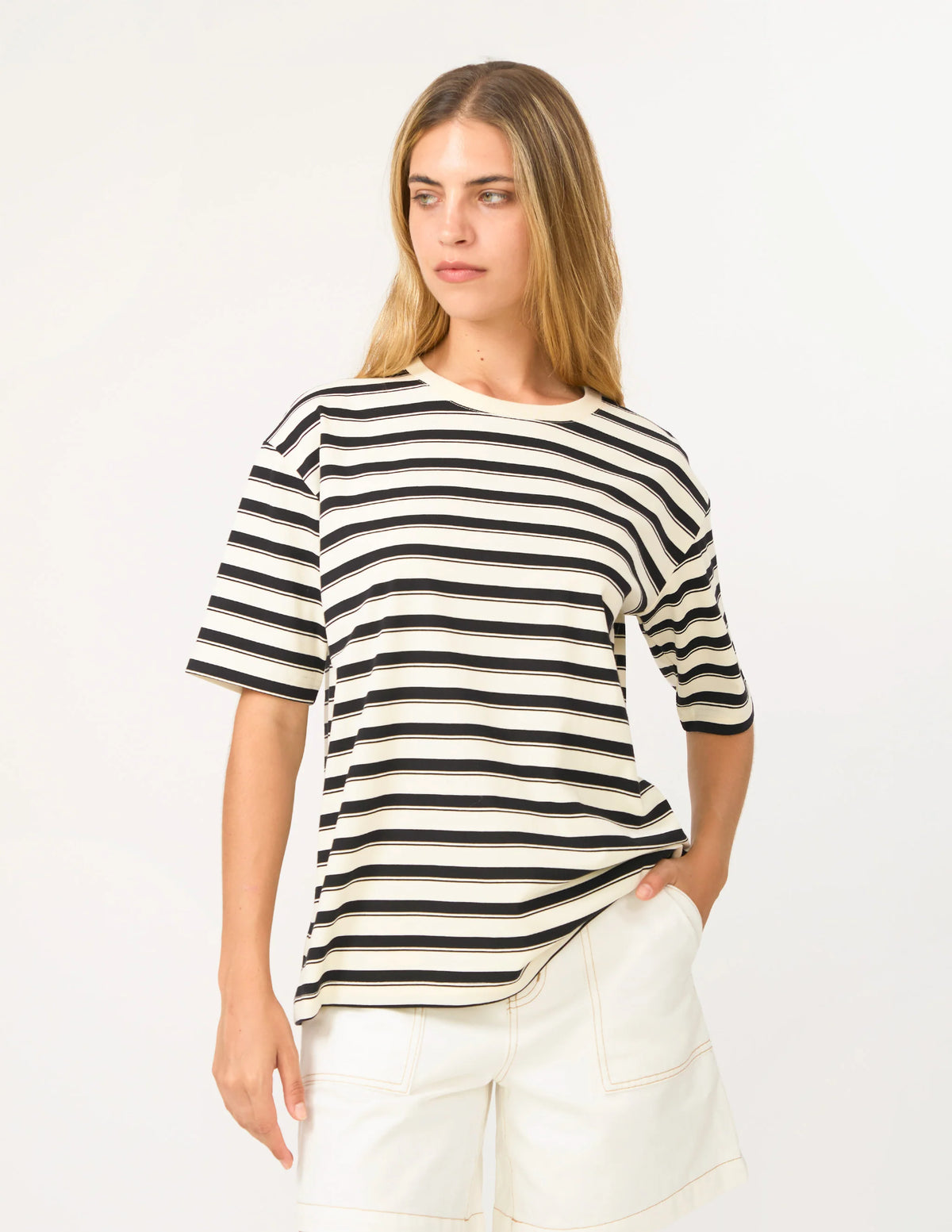 Stella+Gemma Abby T-Shirt - White and Black Stripe