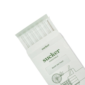 Sucker Reusable Glass Cocktail Straws - Clear