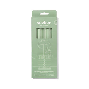 Sucker Reusable Glass Smoothie Straws - Clear