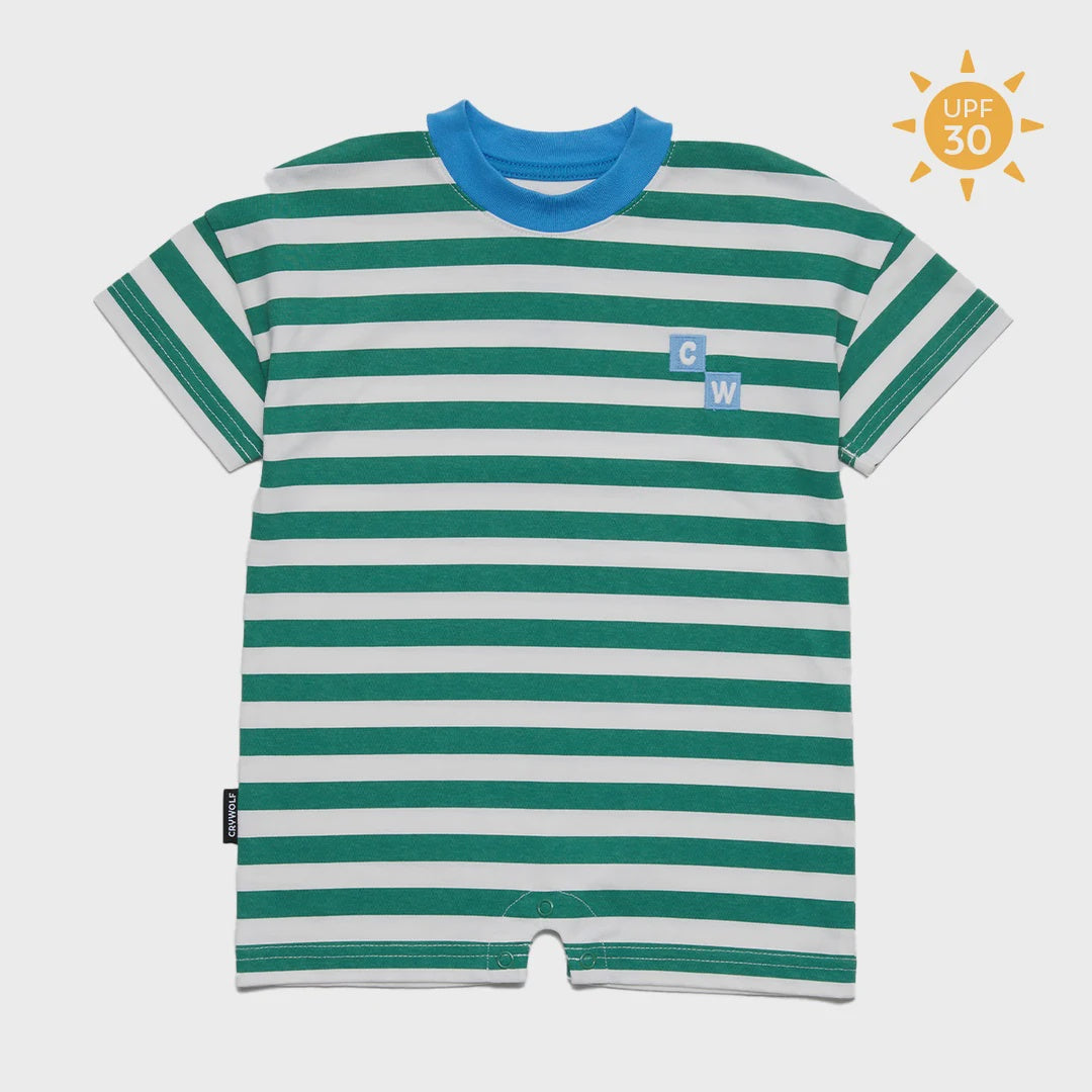 SUN SMART ROMPER Sea Green Stripe