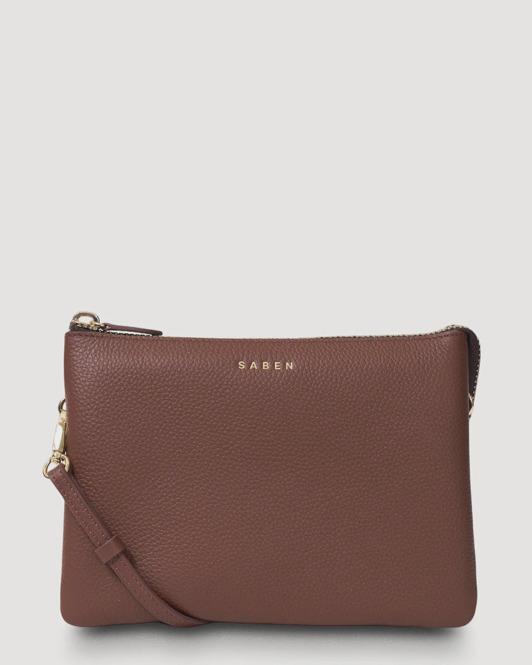 SABEN Tilly's Big Sis Crossbody - Umber Brown leather clutch bag