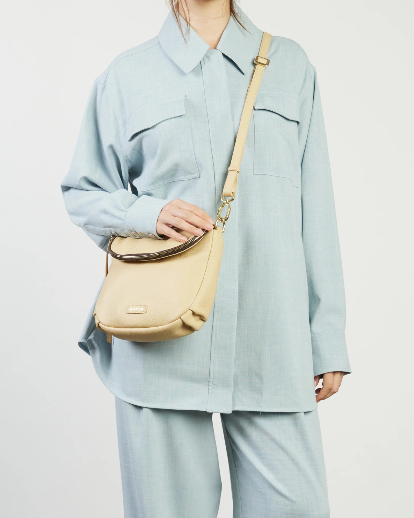 Saben Fifi Crossbody - Raffia Beige crossbody bag