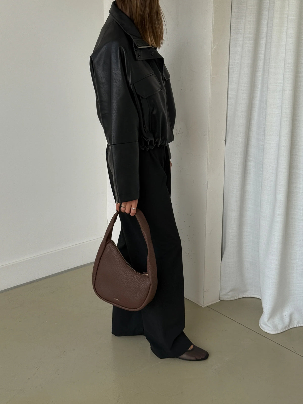 Saben Harper Shoulder Bag - Umber Bubble Brown leather handbag