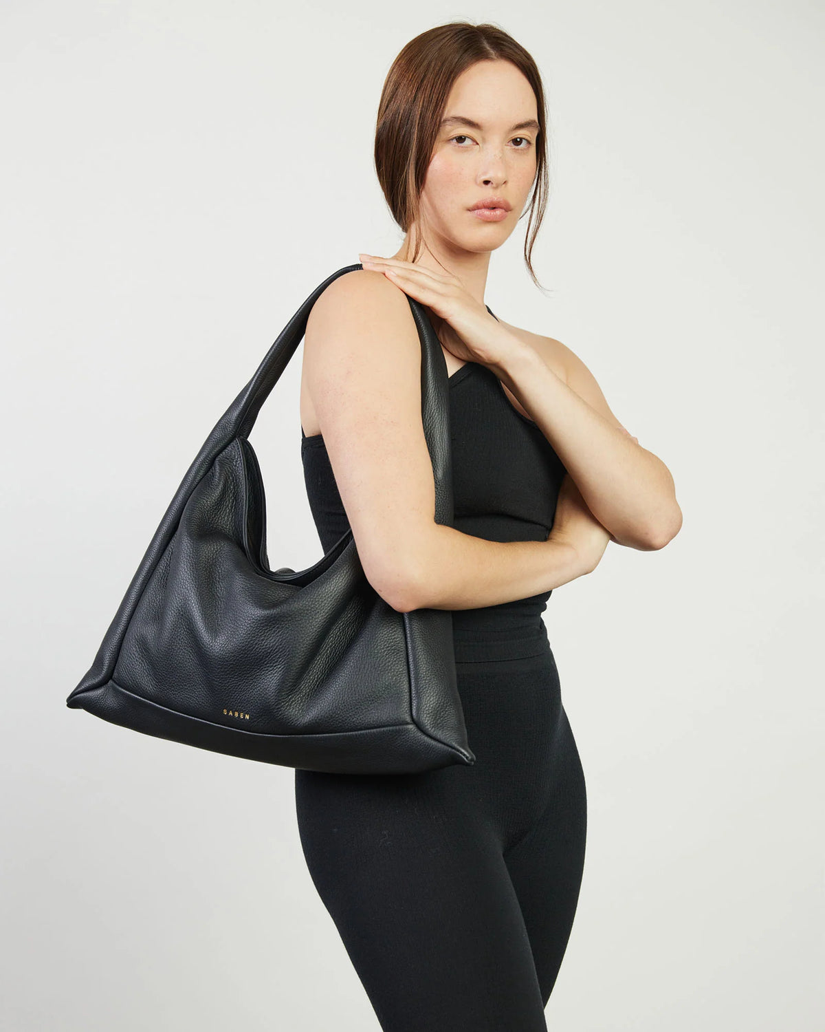 Saben Haze Shoulder Bag - Black Luxe Leather